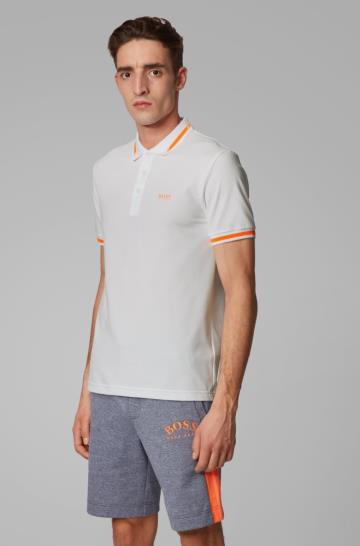 Koszulki Polo BOSS Slim Fit Białe Męskie (Pl92202)